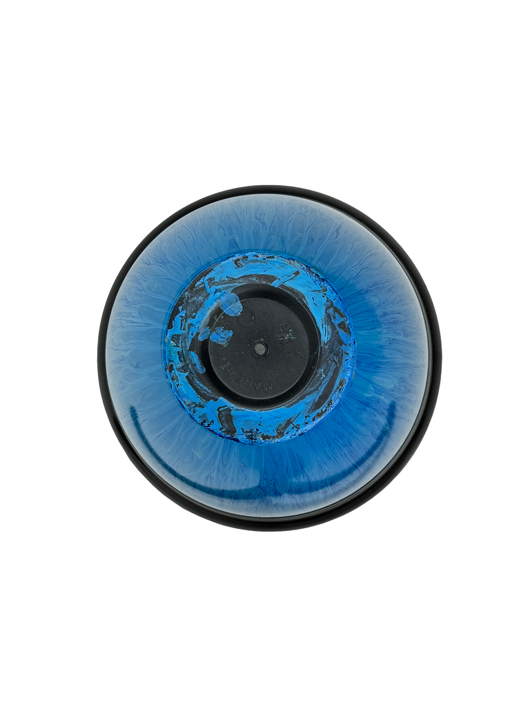 Top-down view of the two-tone blue plastic planter, emphasizing its sleek, glossy finish and modern design. Ideal for brightening up both indoor and outdoor spaces with elegance.