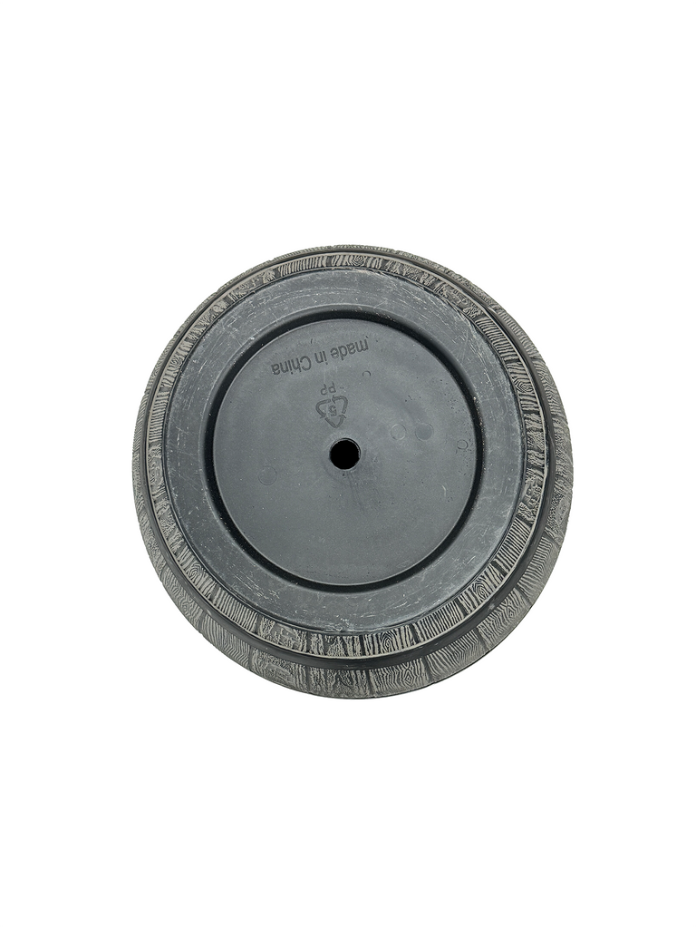 Top-down view of the Recycled Plastic Barrel Planter, highlighting its lightweight, weather-resistant construction and realistic wood finish. The classic barrel shape is perfect for adding a rustic touch to any garden or home decor.